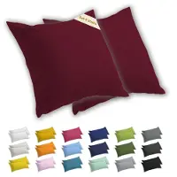 Lavea Kussenslopen 40x40 cm Set van 2 – Kussenhoezen van 100% Zachte en Ademende Jersey Katoen met YKK Ritssluiting – Bordeaux