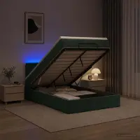 vidaXL Ottomaanse Bed met Matras en LED Donkergroen 120 x 190 cm