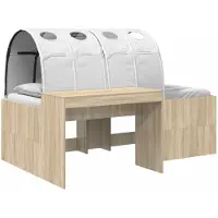 vidaXL Bedframe met tunnel en planken, 3 stuks, Sonoma-eikenhout en wit
