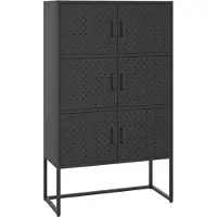 vidaXL Hoge kast 80x35x135 cm staal zwart