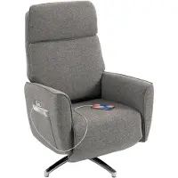 HOMCOM -Elektrische relaxfauteuil - Linnenstof (100% polyester) - 76 x 87 x 114 cm - Grijs