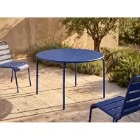 Vente-unique Ronde tuintafel D.130 cm van metaal - Nachtblauw - MIRMANDE van MYLIA