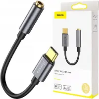 Baseus L54 USB-C naar 3.5mm adapterkabel, zwart/grijs