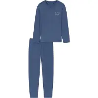 Schiesser Pyjama lang 'Modern Essentials' blauw