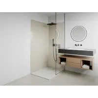 Vente-unique Set van 2 ivoorwitte douchewandpanelen in aluminium met profielen - L90 x B120 x H210 cm - ITZIAR