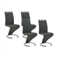 Vente-unique Set van 4 stoelen TWIZY - Zwart kunstleer