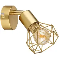 Globo Wandlamp Wandlamp Ganglamp Slaapkamerlamp Woonkamerlamp, metaal goud, beweegbare spot, E14, H 13,5 cm