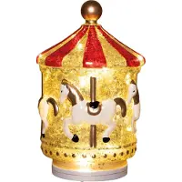 Anna's Collection Draaiende kerstdecoratie | Carousel met paard | USB-C oplaadbaar | 13 x 20.5 cm | Rood/Goud