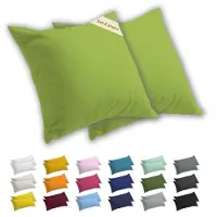 Lavea Kussenslopen 65x65 cm Set van 2 – Kussenhoezen van 100% Zachte en Ademende Jersey Katoen met YKK Ritssluiting – Appelgroen