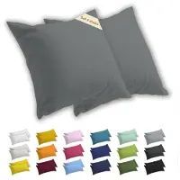 Lavea Kussenslopen 80x80 cm Set van 2 – Kussenhoezen van 100% Zachte en Ademende Jersey Katoen met YKK Ritssluiting – Middengrijs