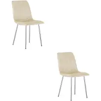 OSKAR LAVA Eetkamerstoelen – Set van 2 – Beige Velvet – Metalen Poten – Comfortabele Gestoffeerde Zitting – Modern Design – Velvet Stoel voor Woonkamer, Keuken en Eetkamer – Max. 110 kg per Stoel