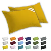 Lavea Kussenslopen 50x70 cm Set van 2 – Kussenhoezen van 100% Zachte en Ademende Jersey Katoen met YKK Ritssluiting – Goudgeel