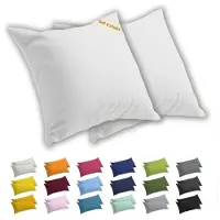 Lavea Kussenslopen 40x40 cm Set van 2 – Kussenhoezen van 100% Zachte en Ademende Jersey Katoen met YKK Ritssluiting – Wit