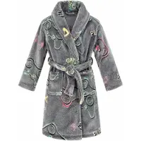 Badrock Badjas Kind Fleece - Gaming - Glow in the Dark - Grijs - maat S (110-116)