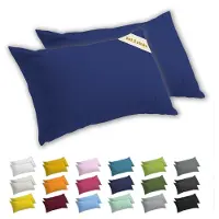 Lavea Kussenslopen 40x60 cm Set van 2 – Kussenhoezen van 100% Zachte en Ademende Jersey Katoen met YKK Ritssluiting – Koningsblauw