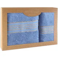 Darymex Premium - Handdoekenset - 2-delig (50x90 & 70x140) - 100% Katoen - Kleur Blauw in Luxe Cadeaudoos