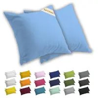 Lavea Kussenslopen 65x65 cm Set van 2 – Kussenhoezen van 100% Zachte en Ademende Jersey Katoen met YKK Ritssluiting – Lichtblauw