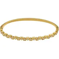 Lucardi - Dames Stainless steel goldplated bangle met kristal voor dames - Armband - Staal - Goudkleurig
