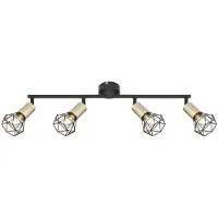 Globo Lighting Plafondlamp spots draaibaar 4 vlammen zwart antiek messing kooi design L 60 cm