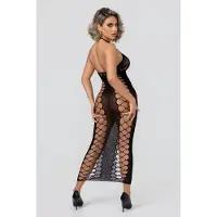 Christine le Duc Christine - Midnight Fishnet Cut-Out Dress