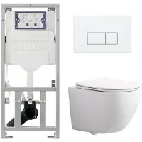 Geberit QeramiQ Dely Swirl Compact Toiletset - inbouwreservoir UP320 - met Burda frame - slim zitting - kunststof bedieningsplaat glans wit - rechthoekige knoppen - glans wit