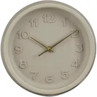 Mica Decorations Ting Wandklok Ø27 Cm - Grijze Wandklok met 3D Cijfers - Minimalistisch Design met Gouden Wijzers - Werkt op AA Batterij - 27 x 5,5 cm