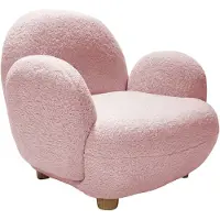 Sunny Bini Kinderfauteuil Teddy Roze – 55 x 66 x 54 cm – Kinderstoel vanaf 3 jaar – Gestoffeerde Fauteuil voor Kinderkamer en Speelkamer – Houten Frame – Max. 100 kg – Peuterstoeltje voor Binnen