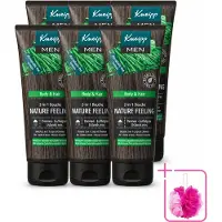 Kneipp 6 x - Douchegel - Men - Nature Feeling - 2-in-1 - 200 ml - Bulkverpakking - Douchegel voor mannen - Douchemop - Natuurlijke douchegel