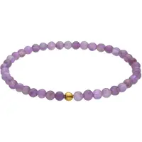Lucardi - Dames Stainless steel goldplated kralenarmband met amethyst voor dames - Armband - Staal - Goudkleurig - 17 cm