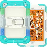 JSY Hoes compatibel met iPad Mini 5 2019 en iPad Mini 4 2015 7,9 inch, stootvaste hoes met verstelbare standaard en penhouder, kleur + blauw