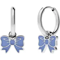 Lucardi Kinder Stainless steel kinderoorringen met blauwe strik - Oorbellen - Staal - Zilverkleurig