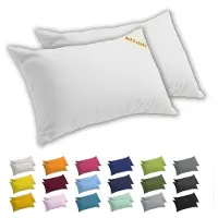Lavea Kussenslopen 40x80 cm Set van 2 – Kussenhoezen van 100% Zachte en Ademende Jersey Katoen met YKK Ritssluiting – Wit