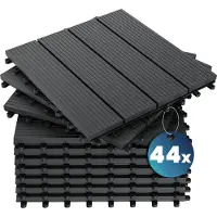 Casaria Tegels 44 stuks Klassiek Antraciet WPC 30x30cm