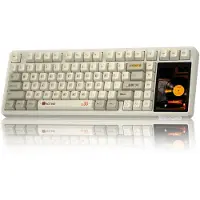 EPOMAKER x AULA L99 - Crème / Bruin - Mechanisch Gaming Toetsenbord – 96% Layout – Groot LCD Display – RGB – Tri-Mode – Hot-Swappable – Draadloos & Bedraad