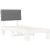 vidaXL Bedframe met Gevoerde Hoofdbord Wit en lichtgrijs 90 x 200 cm