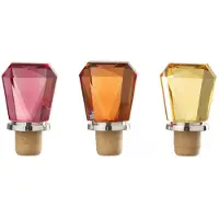 J-Line Flessenstop Geometrisch Glas Geel/Oranje Set van 3