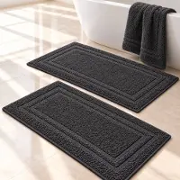 Komfortec Badmat Set – 2 Stuks – 50x70 cm – 100% Katoen – 600 GSM – Dikke Handdoekstof – Zacht & Absorberend – Douchemat – Antraciet