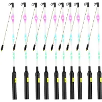Cepewa Lampionstokje - 10x - met 4 LED lichtjes - excl. batterijen - 50 cm - zwart