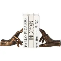 J-Line Boekensteun Handen Polyresin Brons Set van 2