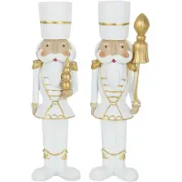 J-Line Notenkraker Resine Wit/Goud Large Set van 2 H26cm