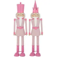 J-Line Notenkraker Snor Metaal Roze Small Set van 2 H34cm