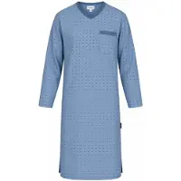 Comtessa Comte - Heren Nachthemd Lange Mouw – Lichtblauwe Print – 100% katoen - maat M