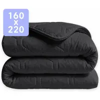 HappyBed Dekbed zonder overtrek 160x220 - 100% Katoen - Wasbaar Dekbed - Bedrukt dekbed zonder hoes - Hoesloos Dekbed - Twijfelaar dekbed - Zwart