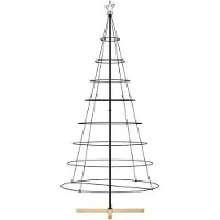 vidaXL Kerst Cone Boom met standaard Zwart 210 cm Staal