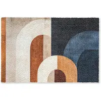 MuchoWow Deurmat 60x40 cm - Droogloopmat Abstract - Vormen - Donkerblauw - Mat voor binnen - Schoonloopmat - Deurmatten met print - Inloopmat