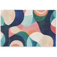 MuchoWow Deurmat 90x60 cm - Droogloopmat Abstract - Blauw - Roze - Mat voor binnen - Schoonloopmat - Deurmatten met print - Inloopmat