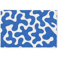 MuchoWow Deurmat 90x60 cm - Droogloopmat Vormen - Abstract - Blauw - Golven - Mat voor binnen - Schoonloopmat - Deurmatten met print - Inloopmat