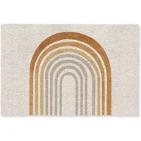 MuchoWow Deurmat 90x60 cm - Droogloopmat Minimalistisch - Boog - Lijnen - Beige - Mat voor binnen - Schoonloopmat - Deurmatten met print - Inloopmat