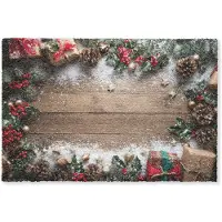 MuchoWow Deurmat 90x60 cm - Droogloopmat Kerstdecoratie - Geschenken - Hout - Veelkleurig - Mat voor binnen - Schoonloopmat - Deurmatten met print - Inloopmat