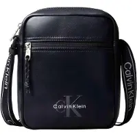 Calvin Klein Schoudertas 'Monologo Webbing Strap' grijs / zwart / wit